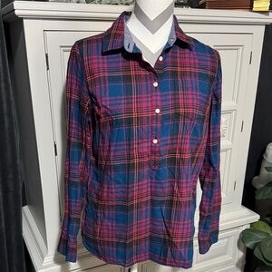 Tommy Hilfiger Women’s Blue & Pink Plaid Shirt Size Medium